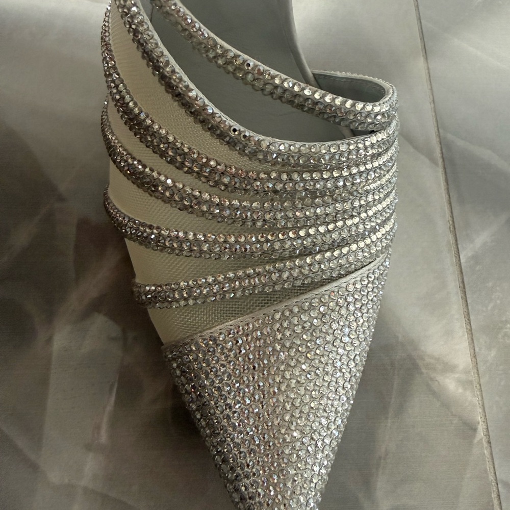 Rene Caovilla Silver Crystal-Embellished Slingback Pumps - Picture 5 of 6